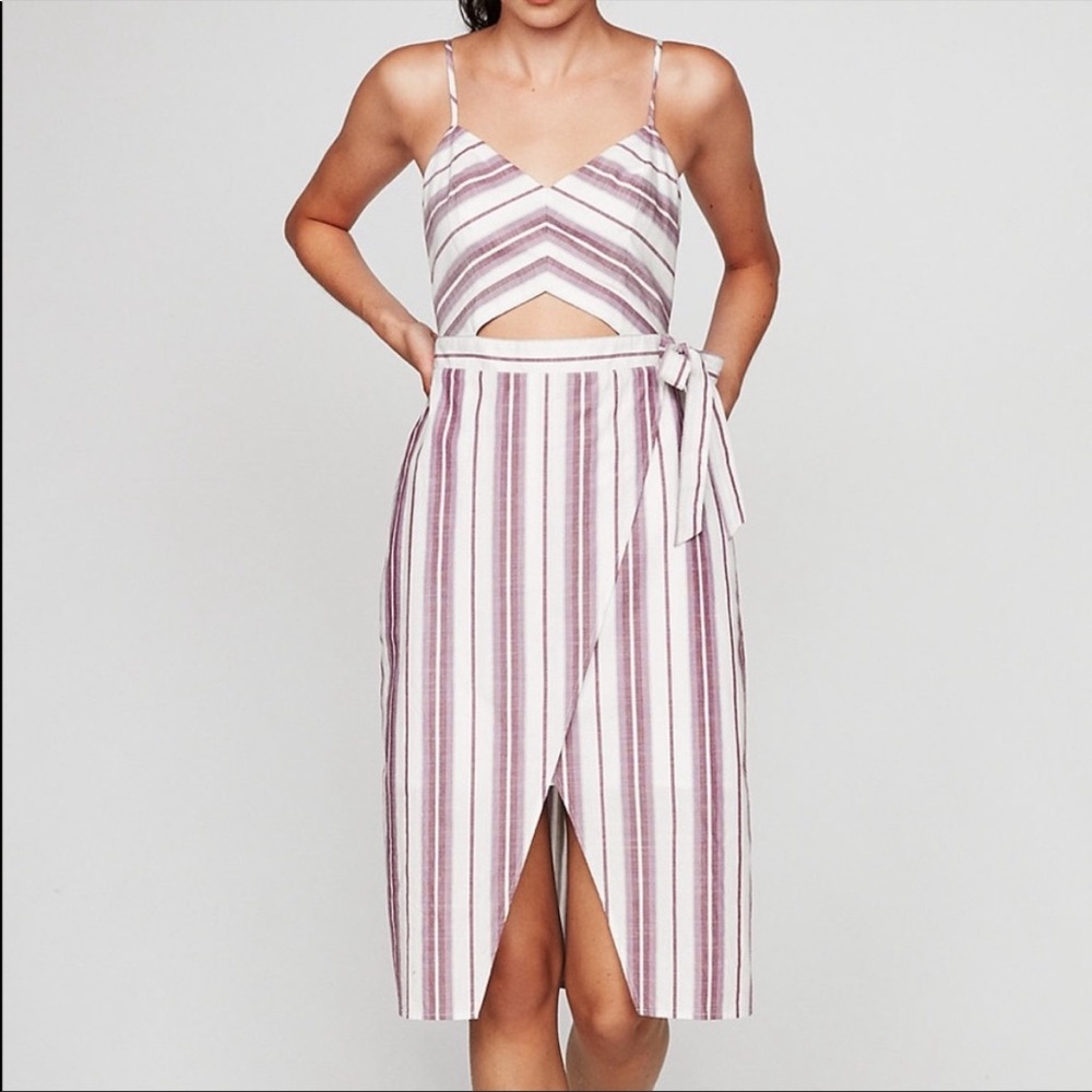 Express Purple and White Striped MIDI Dress/ 00